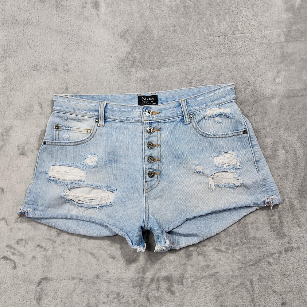 Bardot Shorts Womens 32 Blue Distressed Denim Button Fly Cutoff Casual Summer